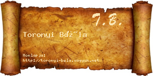 Toronyi Béla névjegykártya