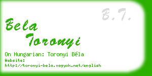 bela toronyi business card